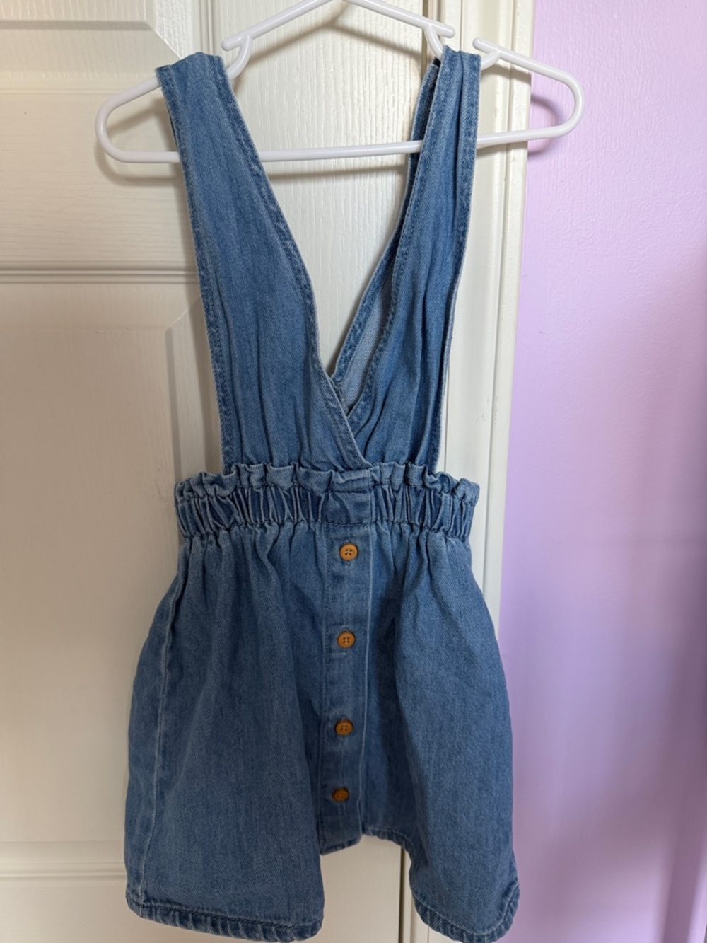 Zara Blue Denim Button-Front Jumper Dress